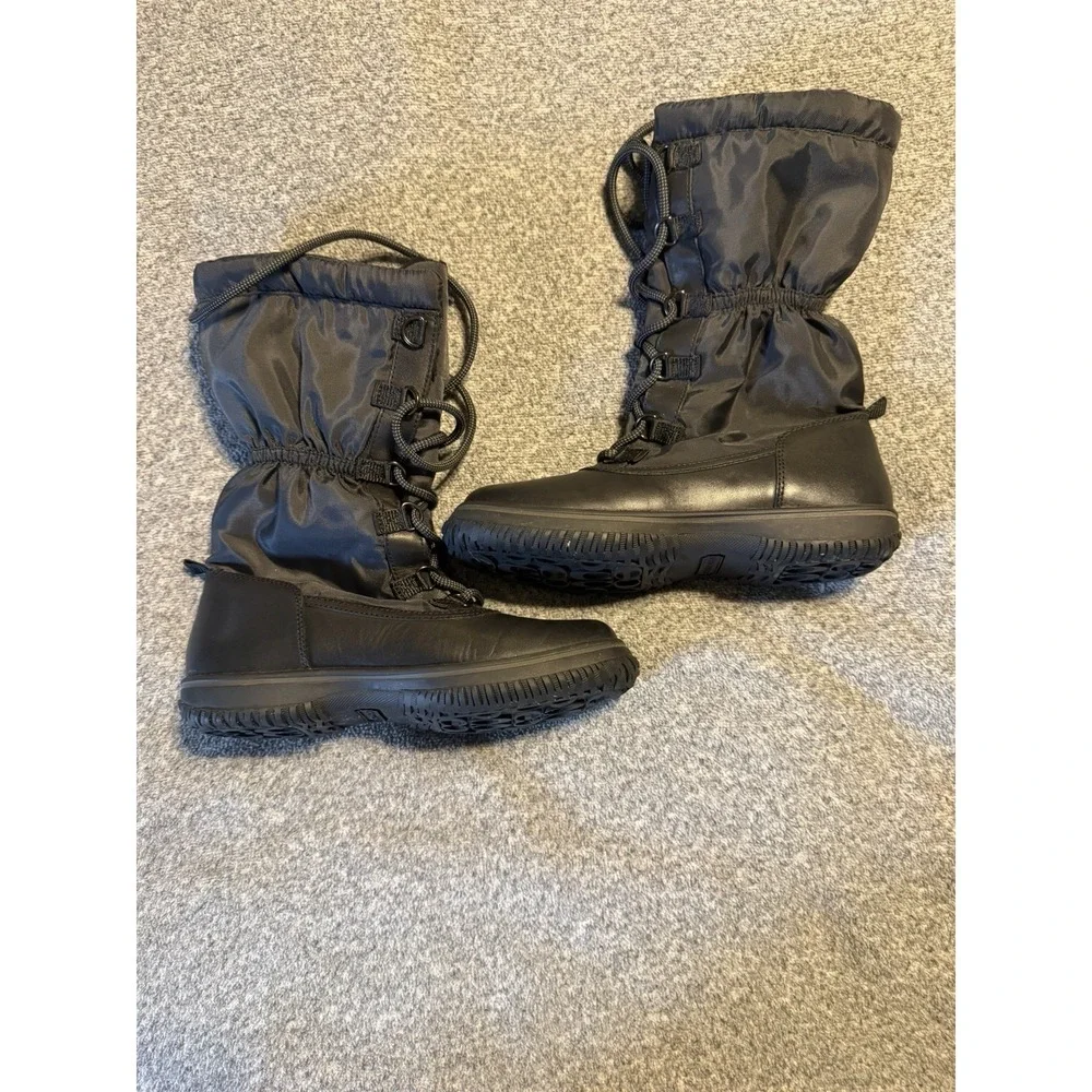 Coach Boots Womens Size 6B Black Sage All Weather Leather Nylon Lace Up A9177